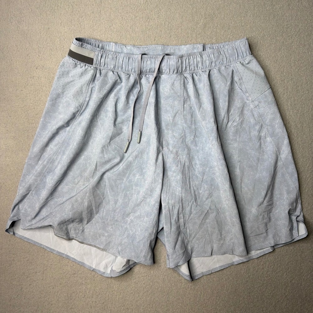 Lululemon Surge Lined Shorts Mens XL Blue Marble Print 6 Inch Inseam